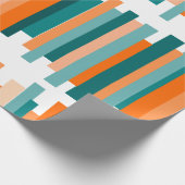 ギザギザ線 – ティール（緑がかった色）とオレンジ ラッピングペーパー (角)