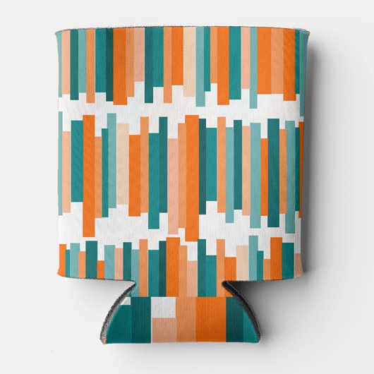 ギザギザ線 – ティール（緑がかった色）とオレンジ 缶クーラー (正面)