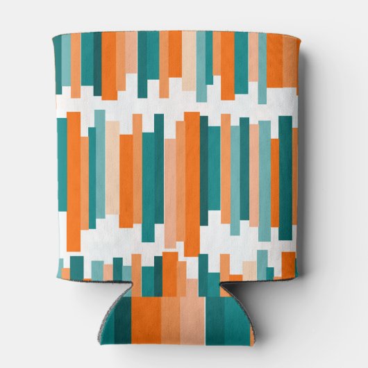 ギザギザ線 – ティール（緑がかった色）とオレンジ 缶クーラー (裏面)