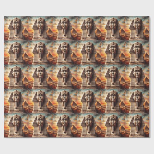 ギザスフィンクス頭部ピラミッド付きエジプト旅行 ラッピングペーパー (フラット)