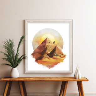 ギザピラミッドEgypt Desert Sun Wall Art ポスター