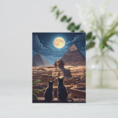 ギザ猫のエジプトのスフィンクスのピラミッド ポストカード (スタンド正面)