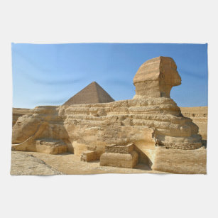ギザ素晴らしのスフィンクスとカフレピラミッド-エジプト キッチンタオル