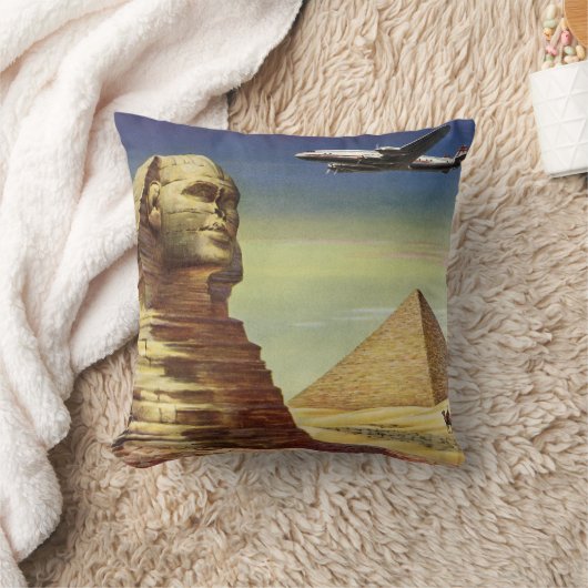 ギザ素晴らしのヴィンテージスフィンクス、エジプトのピラミッド クッション (ブランケット)