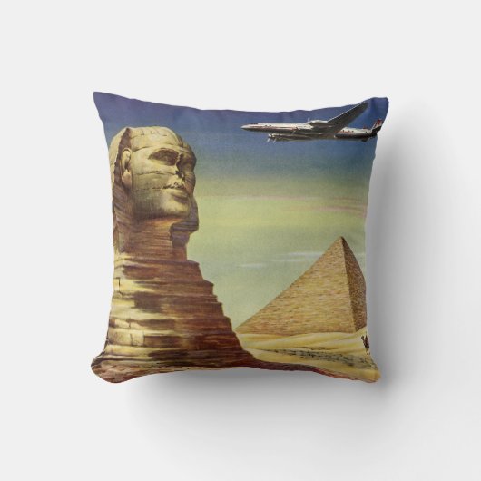 ギザ素晴らしのヴィンテージスフィンクス、エジプトのピラミッド クッション (正面)