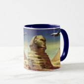 ギザ素晴らしのヴィンテージスフィンクス、エジプトのピラミッド マグカップ (正面右)