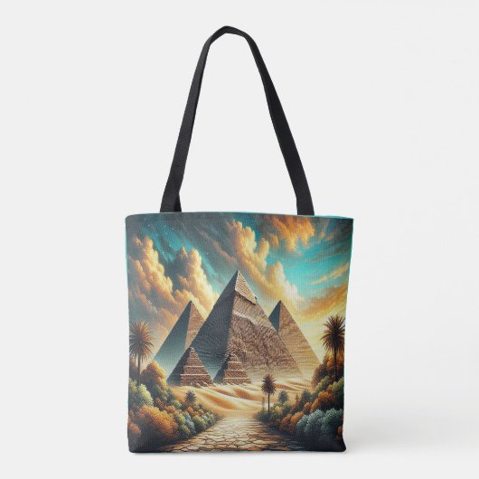 ギザ素晴らしエジプト旅行のピラミッド トートバッグ (裏面)