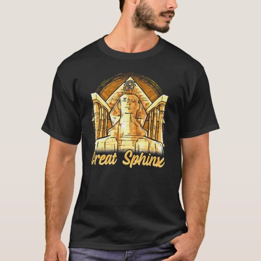 ギザ素晴らし金ゴールドスフィンクス古代史E Tシャツ (正面)