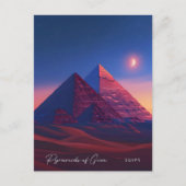 ギザ・エジプト・ヴィンテージ旅行のピラミッドで夜 ポストカード (正面)