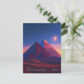 ギザ・エジプト・ヴィンテージ旅行のピラミッドで夜 ポストカード (スタンド正面)