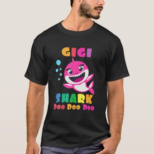 ギジシャークギフトかわいいベビーシャークファミリーマッチング Tシャツ (正面)