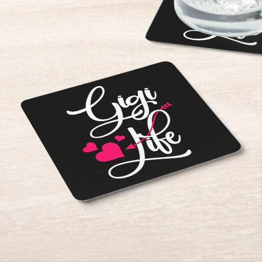 ギジライフギフトマザーズデイ誕生日おばあちゃん スクエアペーパーコースター (アングル)