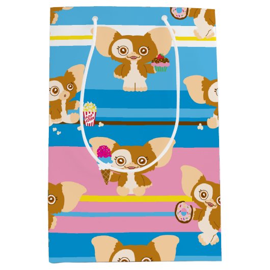 ギズモ | かわいいコミックパターン ミディアムペーパーバッグ (正面)