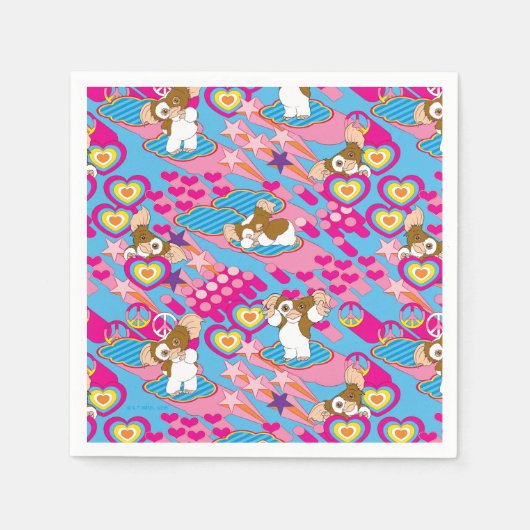 ギズモ |ピンクピース&ラブパターン スタンダードカクテルナプキン (正面)