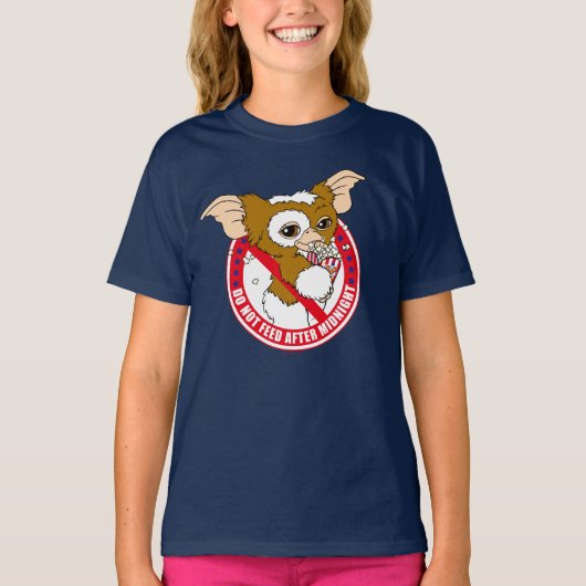 ギズモ |真夜中食べ物を与えの後に行わない Tシャツ (正面)