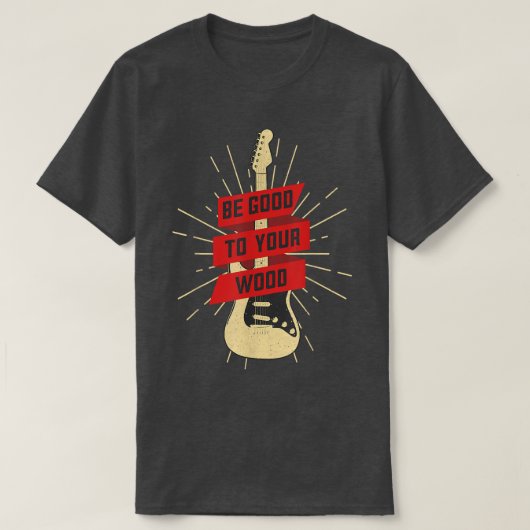 ギタおもしろいーはウッドのヴィンテージ音楽に合う Tシャツ (デザイン正面)