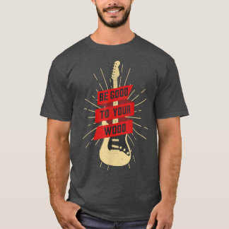 ギタおもしろいーはウッドのヴィンテージ音楽に合う Tシャツ