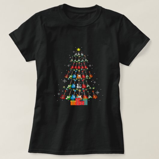 ギタおもしろいークリスマスツリークリスマスライツホリデーパ Tシャツ (デザイン正面)