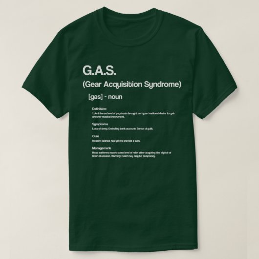ギタおもしろいープレーヤアンプ用GAS定義デザイン Tシャツ (デザイン正面)