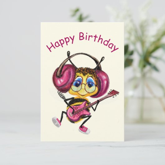 ギタおもしろいープレーヤービー付き誕生日カード カード (スタンド正面)