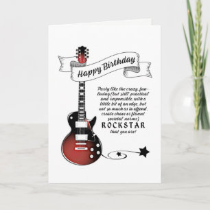 ギタおもしろいーロックスターギタリストロッカー誕生日Ca カード