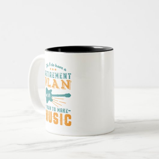 ギタおもしろいー退職した音楽を作る退職計画 ツートーンマグカップ (正面左)