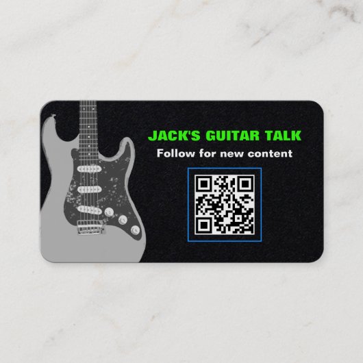 ギタはっきりしたーミュージシャンブモダンラックブライトグリーンQR 名刺 (正面)