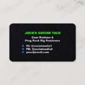 ギタはっきりしたーミュージシャンブモダンラックブライトグリーンQR 名刺 (裏面)
