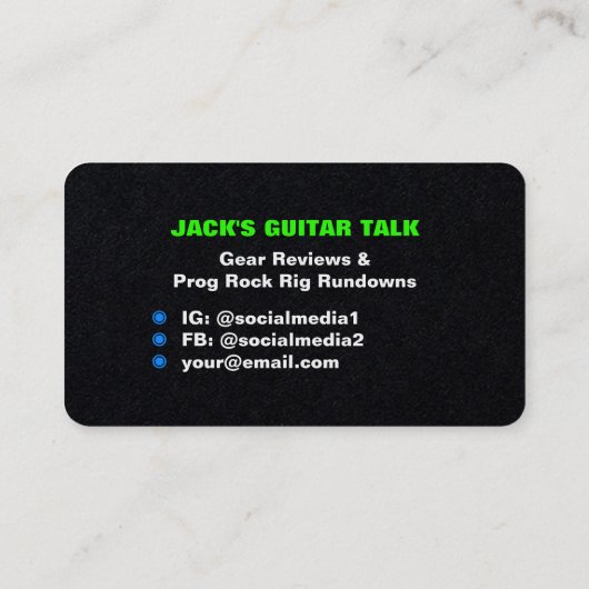 ギタはっきりしたーミュージシャンブモダンラックブライトグリーンQR 名刺 (裏面)