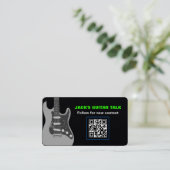 ギタはっきりしたーミュージシャンブモダンラックブライトグリーンQR 名刺 (スタンド正面)