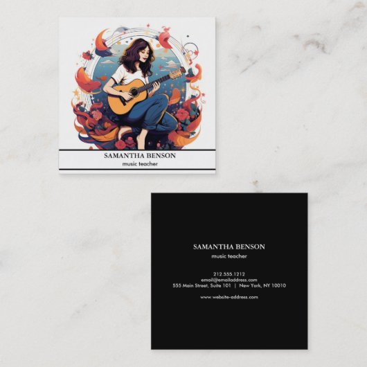 ギタエレガントー音楽の愛 スクエア名刺 (正面/裏面)