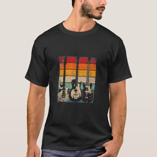 ギタカッコいいープレーヤー男性ヴィンテージアコースティックGui Tシャツ (正面)