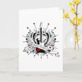 ギタカッコいいーミュージシャン生まれへロック・キッズベビー・ロッカー カード (黄色い花)