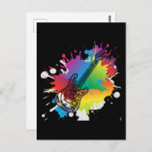 ギタカラフルーレトロロックアンドロール音楽 ポストカード (正面/裏面)