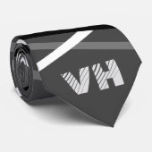 ギタクールストライプのーグレイ白イニシャル ネクタイ (ロール)