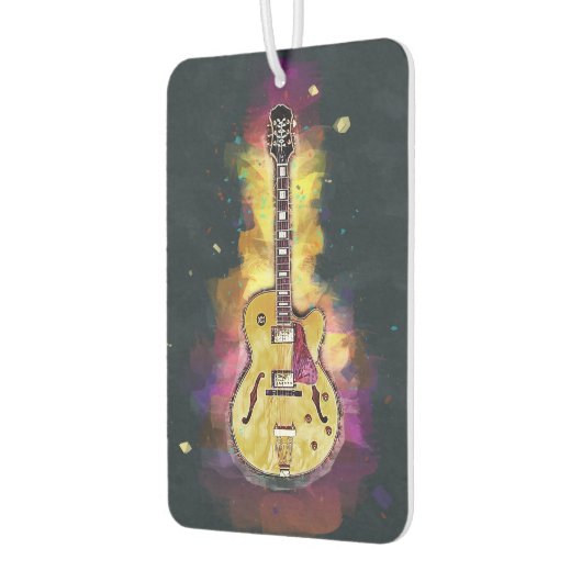 ギタクールパーソナライズされたーアート |鮮やかな黄色のピンク カーエアーフレッシュナー (左)