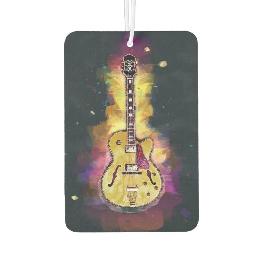 ギタクールパーソナライズされたーアート |鮮やかな黄色のピンク カーエアーフレッシュナー (裏面)