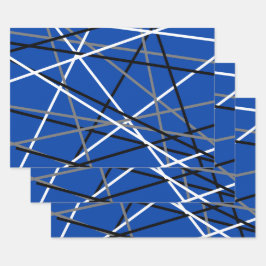 ギタクールーストライプのルブルーグレイ白黒 ラッピングペーパーシート