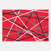 ギタクールーストライプのレッドグレーホワイトブラック ラッピングペーパーシート (正面)