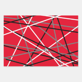 ギタクールーストライプのレッドグレーホワイトブラック ラッピングペーパーシート