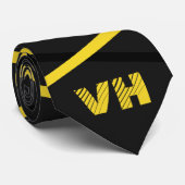 ギタクールーストライプの・イエロー・ブラック・イニシャル ネクタイ (ロール)