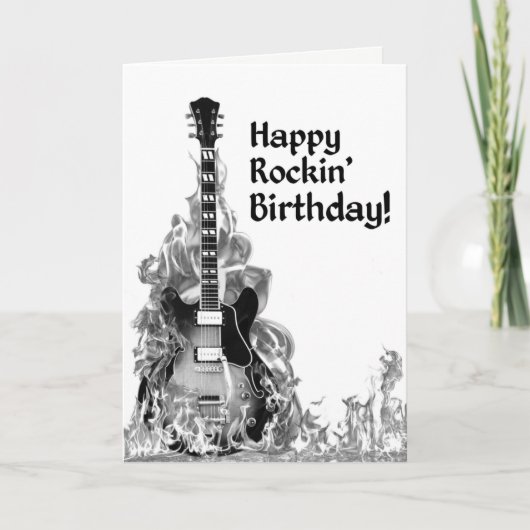 ギタクールーミュージシャンロックスターロック&転が誕生日 カード (正面)