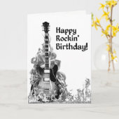 ギタクールーミュージシャンロックスターロック&転が誕生日 カード (黄色い花)