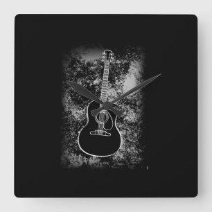 ギタグランジーグラフィックギタリストロックミュージシャンジャズ スクエア壁時計