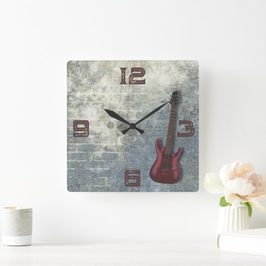ギタグランジースクエアウォールクロック スクエア壁時計 (ホーム)