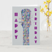 ギタサイケデリックー遊オン誕生日カード カード (黄色い花)