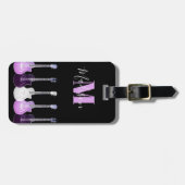 ギタスタイリッシューピンクとブラックモノグラム ラゲッジタグ (正面横)