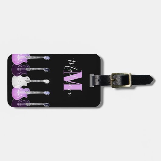 ギタスタイリッシューピンクとブラックモノグラム ラゲッジタグ (正面横)