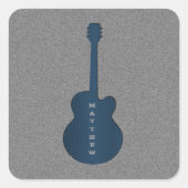 ギタストライプのースクエアステッカー、ダークブルー スクエアシール (正面)