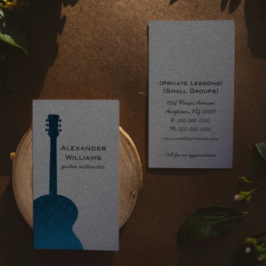 ギタストライプのー・ミュージック・ビジネス・カード、ブルー 名刺